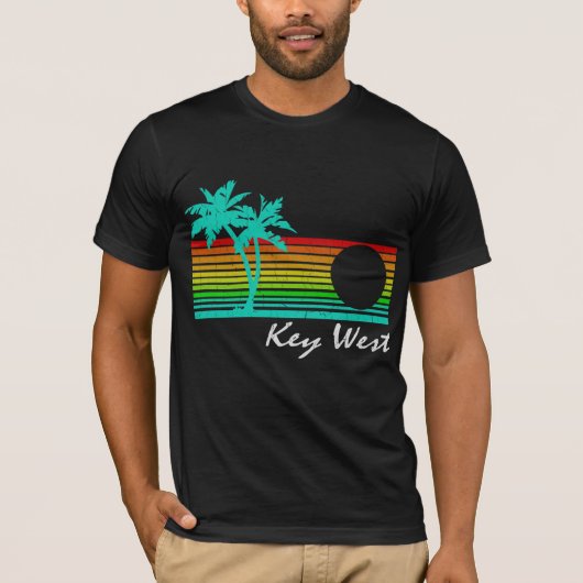 Key West -ヴィンテージの動揺してなデザイン Tシャツ (正面)