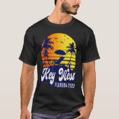 Key West 2023 Florida Sunset Beach Retro Tシャツ (正面)