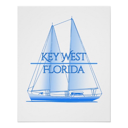 Key West Coastal Nautical Sailing Sailor ポスター (正面)