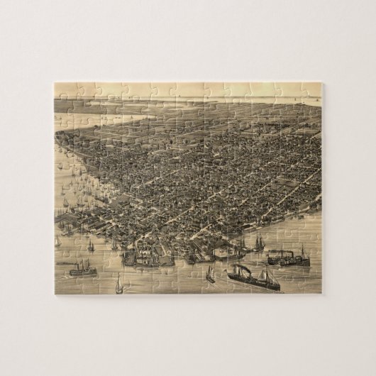 Key West FL (1884年)のヴィンテージの絵解き地図 ジグソーパズル (横)