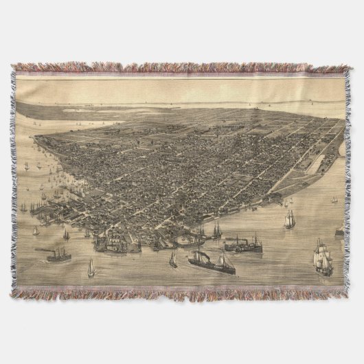 Key West FL (1884年)のヴィンテージの絵解き地図 スローブランケット (正面)