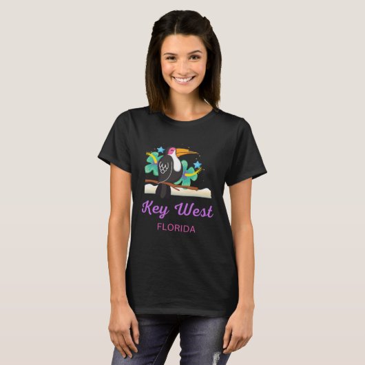 Key West Florida Beach Toucan Tシャツ (正面フル)