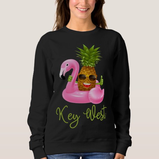 Key West Florida Beach Tropical  Flamingo Pineappl スウェットシャツ (正面)