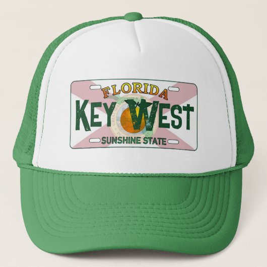 Key West Florida flag license plate hat キャップ (正面)