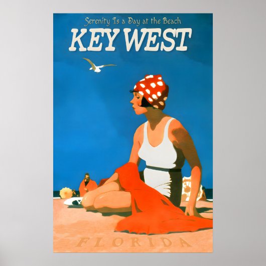 Key West Florida Travel Repro Poster Beach Retro ポスター (正面)