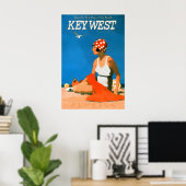 Key West Florida Travel Repro Poster Beach Retro ポスター (ホームオフィス)
