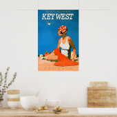 Key West Florida Travel Repro Poster Beach Retro ポスター (キッチン)