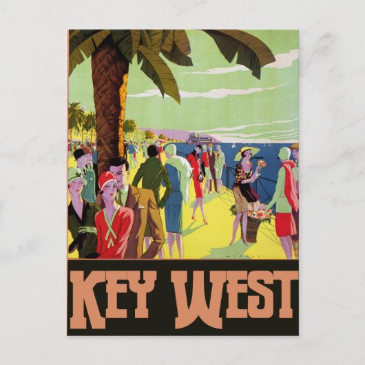 Key West Florida Travel Vintage Artwork シーズンポストカード (正面)