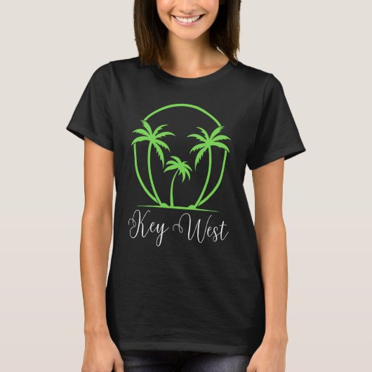 Key West Florida Vacation Beach Tropical Palm Tree Tシャツ (正面)