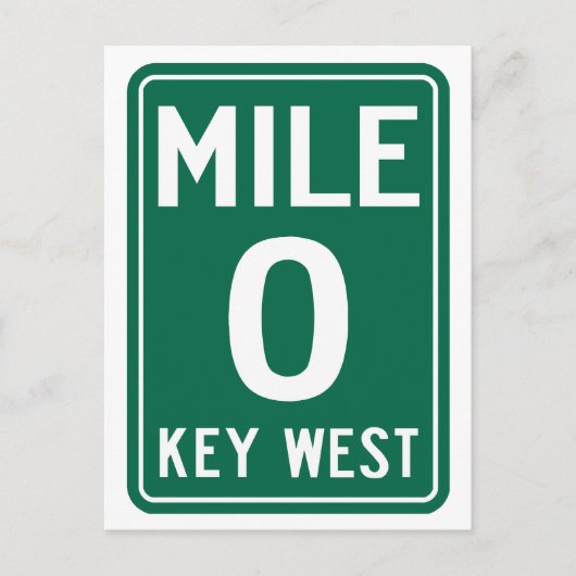 Key West Mile 0, Florida USA ポストカード (正面)
