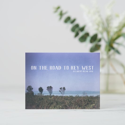 Key West Retro Travel Image Atlantic Ocean Blue ポストカード (スタンド正面)