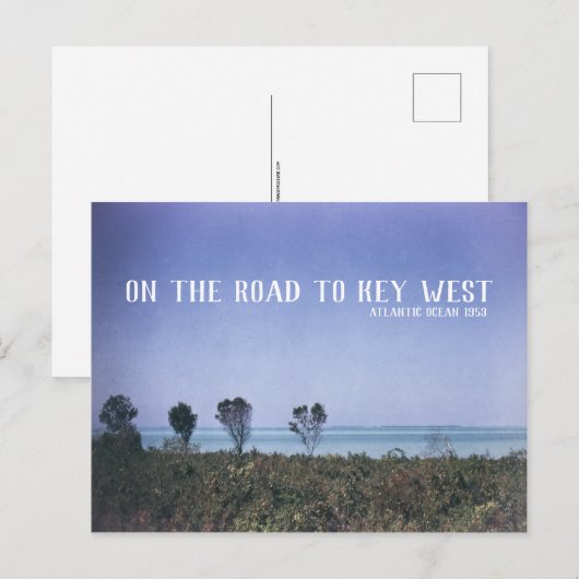 Key West Retro Travel Image Atlantic Ocean Blue ポストカード (正面/裏面)