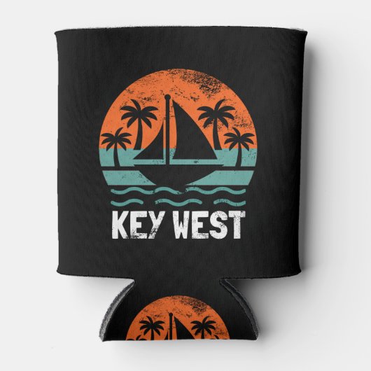 Key West Sunset Retro Vacation 缶クーラー (正面)
