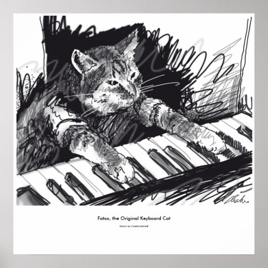 keyboard Cat Drawing Poster ポスター (正面)