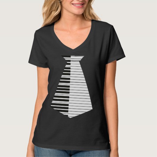 Keyboard pianist piano tie musician tシャツ (正面)