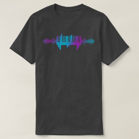 Keyboard Player Heartbeat Music Waves Tシャツ (デザイン正面)