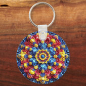 Keychainとルーマニアの色デザイン キーホルダー (裏面)