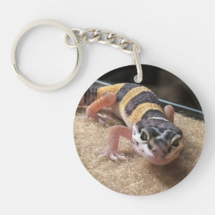 Keychainの上のヒョウのヤモリの終わり キーホルダー