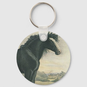 Keychainの旧式な芸術の諸州の黒のばん馬は繋ぎ止めます キーホルダー
