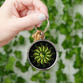 Keychainの陰陽日曜日、金ゴールドの緑 キーホルダー (手)