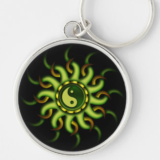 Keychainの陰陽日曜日、金ゴールドの緑 キーホルダー