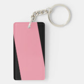 Keychainは、長方形の倍ストライプピンクの味方しました キーホルダー (裏面)
