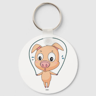 Keychainをとばしているブタ キーホルダー