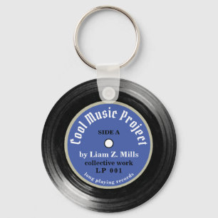 Keychainカスタムという名前の青いLPビニルレコード キーホルダー