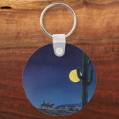 KEYCHAINサグアーロサボテン満月に乗る月明かり キーホルダー (正面)