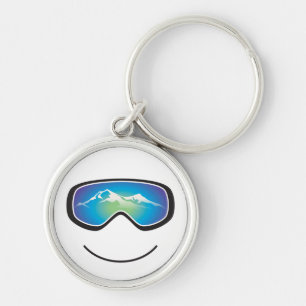 Keychain幸せなスキーヤーかスノーボーダー キーホルダー