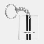 Keychain -ストライプなChevelle -白 キーホルダー (正面左)