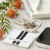 Keychain -ストライプなChevelle -白 キーホルダー (正面右)