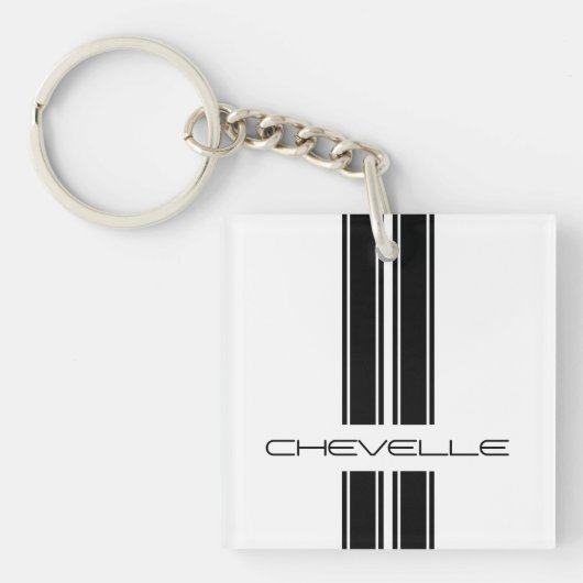 Keychain -ストライプなChevelle -白 キーホルダー (正面)