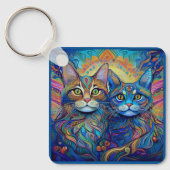 KEYCHAIN -レトロサイケデリック猫 キーホルダー (正面)