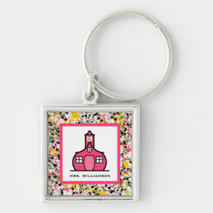 Keychain -多彩なペンキの(ばちゃばちゃ)跳ねる先生 キーホルダー