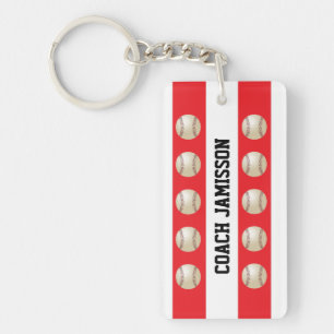 Keychain、野球のコーチのために赤く及び白い、プレーヤー キーホルダー