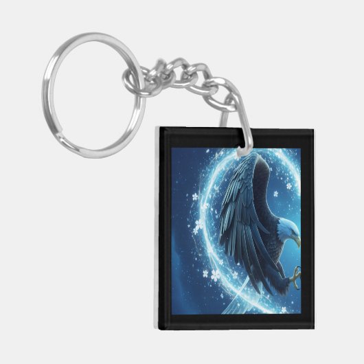 Keychain Bald Eagle Heart - Romantic Couple's Love キーホルダー (正面左)