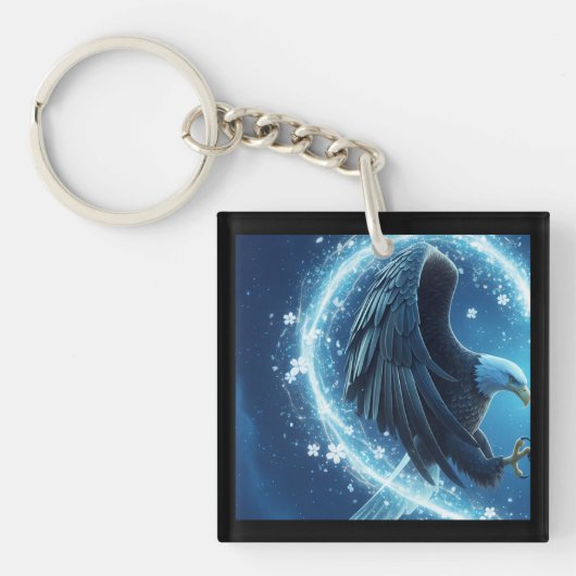 Keychain Bald Eagle Heart - Romantic Couple's Love キーホルダー (正面)