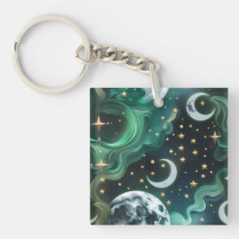 Keychain - Emerald Green Celestial Moon キーホルダー