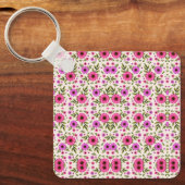 Keychain featuring a repetitive pink floral  キーホルダー (正面)