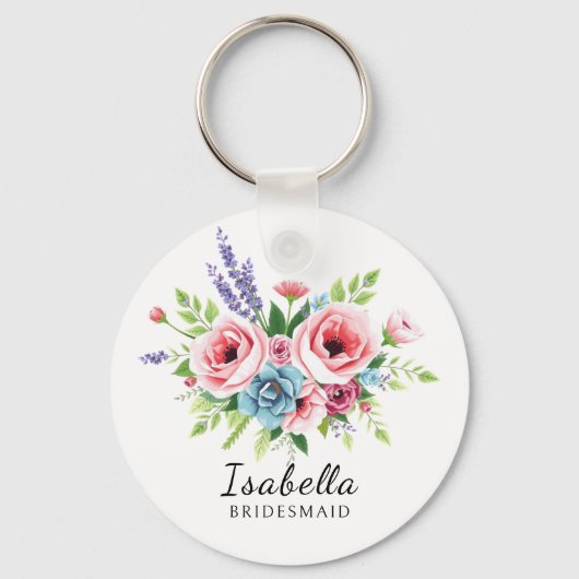 Keychain for bridesmaids, Gift for bride, floral キーホルダー (正面)