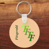 Keychain - Green Monogram with Surname キーホルダー (正面)