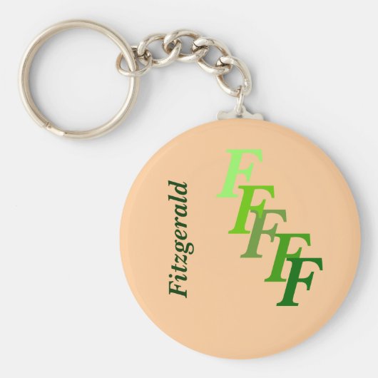 Keychain - Green Monogram with Surname キーホルダー (正面)