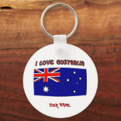 Keychain I Love Australiaあなたの名前 キーホルダー (正面)