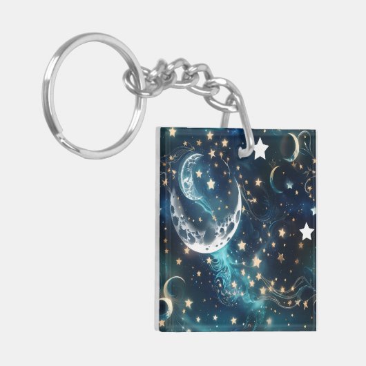 Keychain - Icy Blue Celestial Moon キーホルダー (正面左)