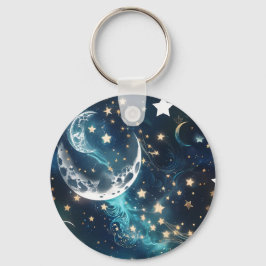 Keychain - Icy Blue Celestial Moon Phases キーホルダー