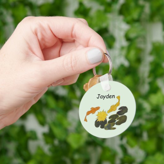 Keychain - Koi and Lily Pads キーホルダー (手)