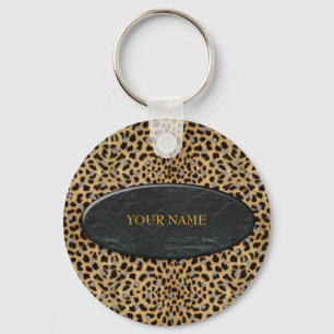 Keychain Leopard Stoneあなたの名前を追加 キーホルダー