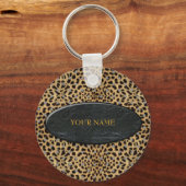 Keychain Leopard Stoneあなたの名前を追加 キーホルダー (正面)