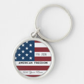 Keychain Patriotic US Flag Custom Text Name キーホルダー (正面)